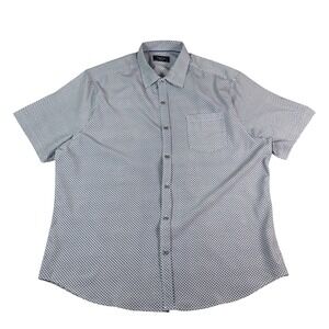 Visitor Premium Mens XXL Blue White Geometric Diamond 4-Way Stretch SS Shirt 2XL